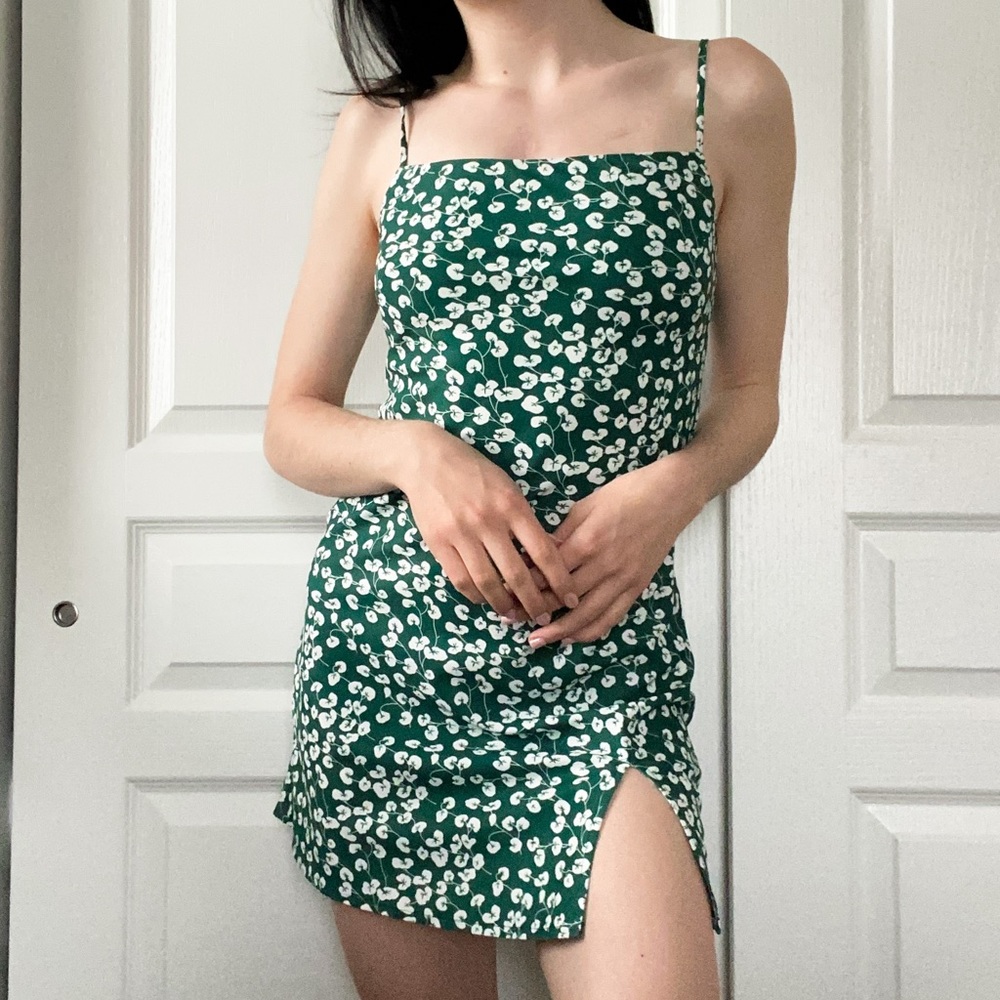 Floral Green Mini Dress